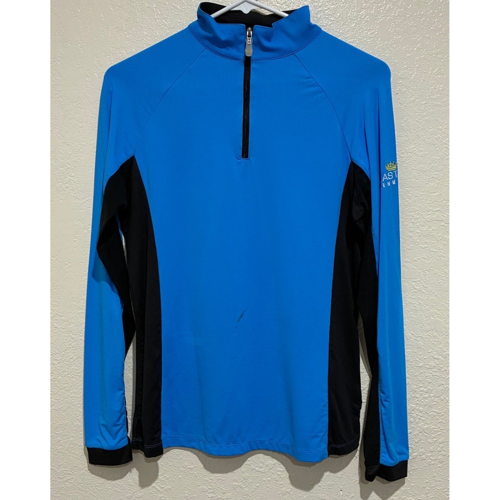 Kastel Denmark Charlotte Sun Shirt Medium Blue Black Quarter Zip Top